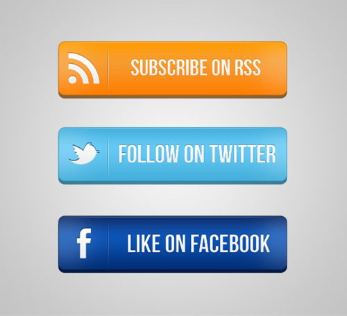 Create a Facebook, Twitter & RSS Button in Photoshop (Free PSD) - Ainsley