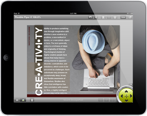Ein fertiger Entwurf in der DesignPad-App (© 2013 Quark Europe Limited)