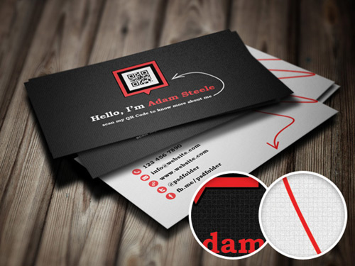 Free PSD: Scan my QR Code Business Cards - Adam
