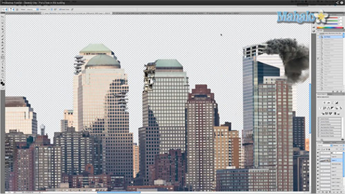Photoshop Tutorial - Destroy City - Put a hole in the building - mahalodotcom