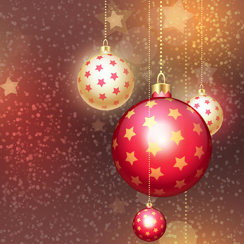 Red and Gold Christmas Ball on Stars Background - adobetutorialz.com
