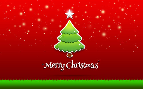 Christmas Green Tree on Red Background in Adobe Photoshop CS6 - adobetutorialz.com