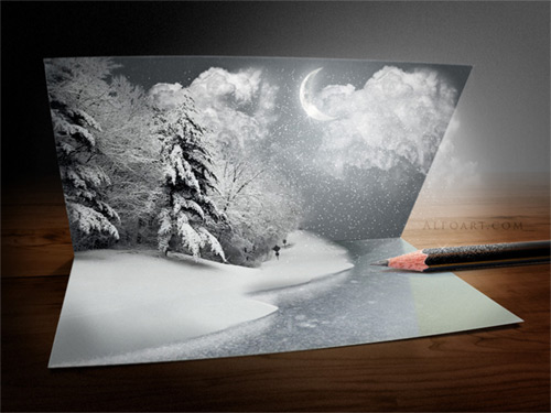 Christmas Card. Photoshop tutorial - alfoart.com