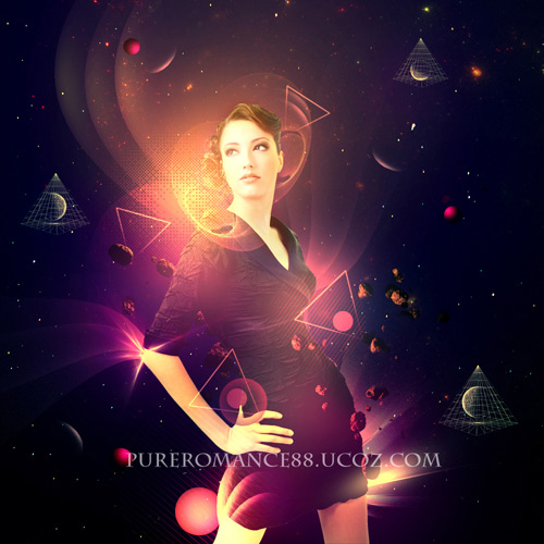 Create a colorful abstract cosmic photo manipulation - Jenny