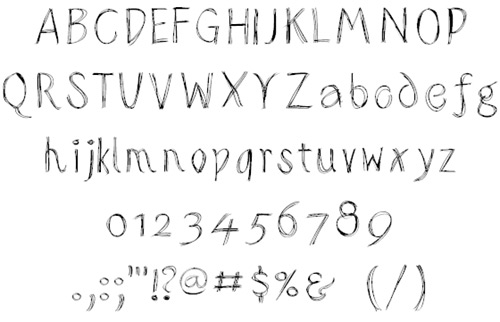 Sketched Alphabet font - Manfred Klein