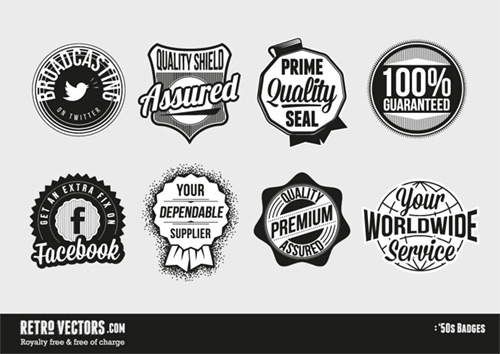 50s Badges - retrovectors.com