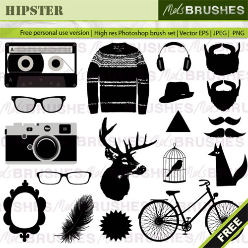 Free high res Photoshop brushes/Vector/PNG – Hipster graphics - Mels Brushes