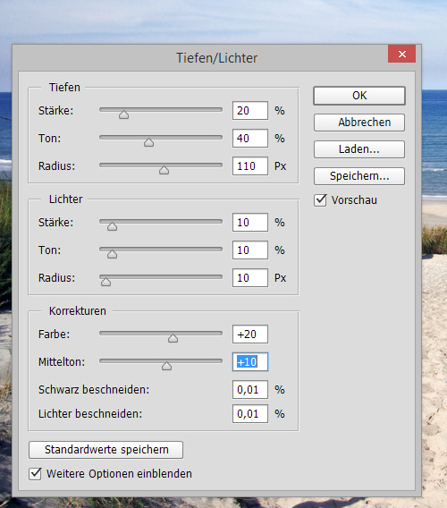 Funktion Tiefen/Lichter in Adobe Photoshop