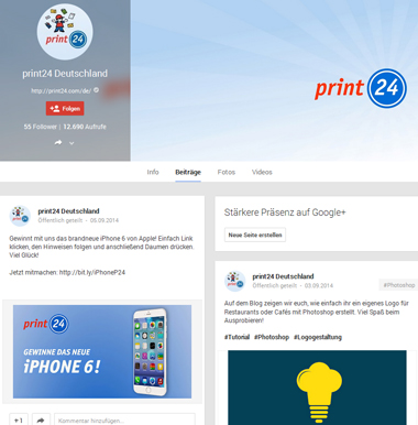 print24 bei Google+ - Desktop zweispaltig